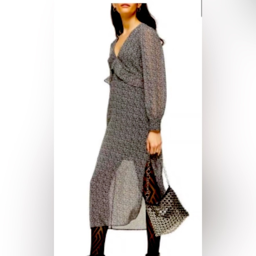 NEW TopShop Women's Black Floral Sheer Long Dress - 6